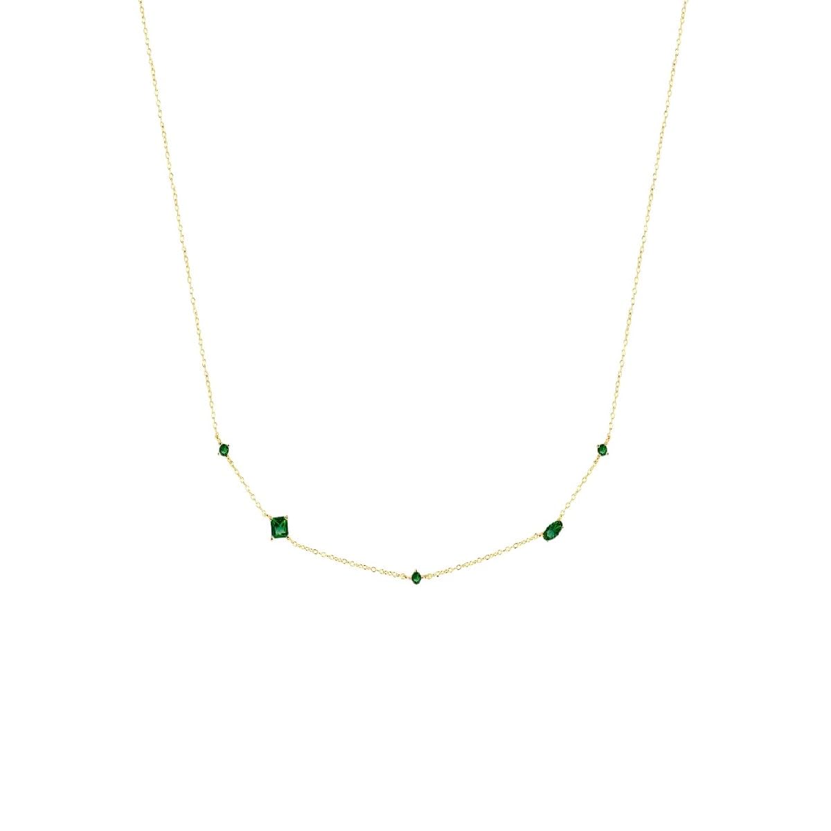 Collier argent 925 anti-ternissement et zircons colorés géométriques - 2
