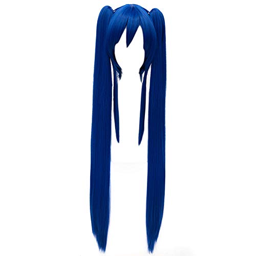 MSHUI Fairy Tail Dark Blue Double Ponytail Costume Cosplay Wig