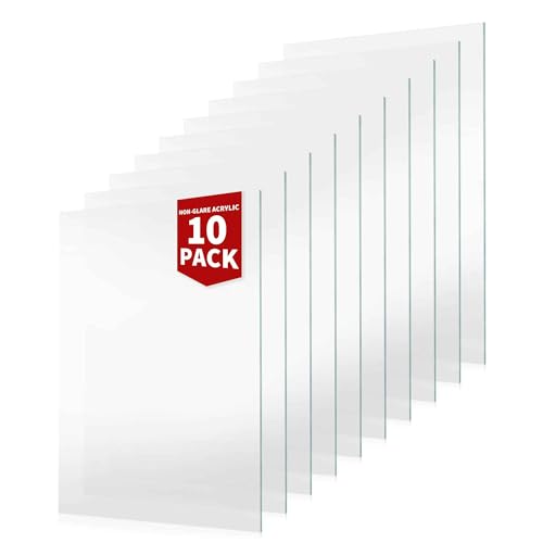 Poster Palooza 10-Pack of 11x14 inch Non Glare Acrylic/Plexiglass Sheets (1.5mm Thickness), Transparent Clear Flexible Panels for Picture Frames, Craft, Sign Blanks, DIY Display Projects