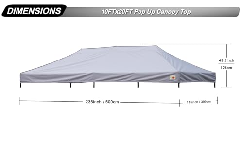 Image of ABCCANOPY Replacement Canopy Top for Pop Up Canopy Tent 10x20 Gray