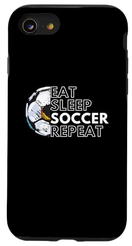 Eat Sleep �T�b�J�[�{�[�� ���s�[�g �T�b�J�[�{�[�� �X�}�z�P�[�X iPhone SE (2020) / 7 / 8 �p