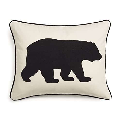Image of Eddie Bauer Home Throw Pillow with Zipper Closure, Perfect Luxurious Bedding Set for Bed or Sofa, 16 inch x 20 inch, Bear Twill Black