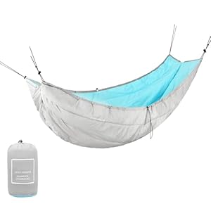 Gold Armour Hammock Underquilt for Single Hammocks and Double Hammocks, Insulated Warm Underquilt – Essential Camping Equipment Gear Under Quilts for Hammock (Grey&Sky Blue)