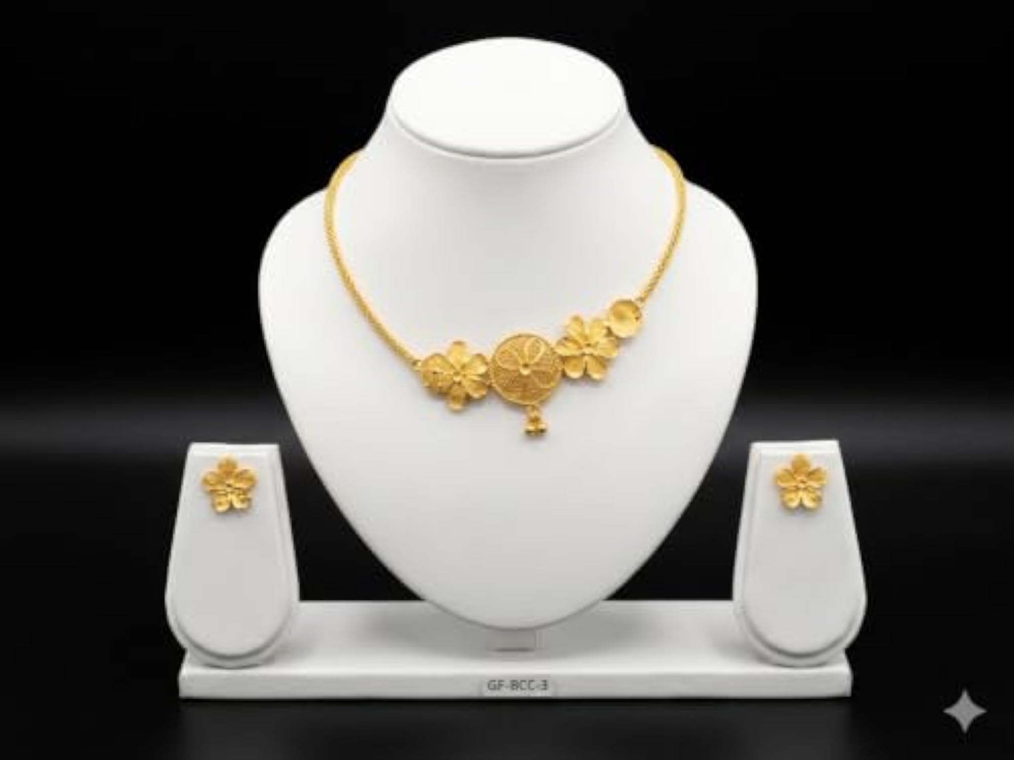 Women's Bengali Traditional Gold Plated Necklace and Earrings Set