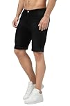 GINGTTO Mens Shorts Slim Fit Denim Jeans Stretch Summer Skinny Half Trousers for Men 9 Inch Black 32