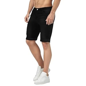 GINGTTO Mens Shorts Slim Fit Denim Stretch Summer Jeans for Men Casual Skinny Trousers 9 Inch