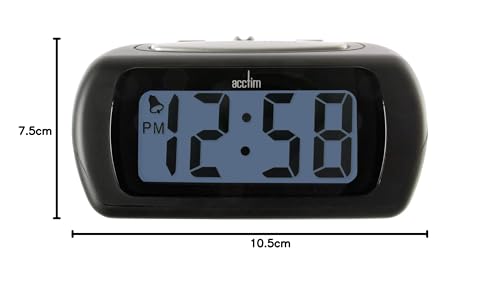 Acctim Auric Digital Alarm Clock Superbrite® Crescendo Alarm Large LCD Display Black