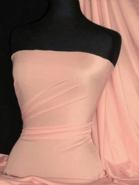Premium Quality Shiny Elastane Material | 4 Way Stretch | Dressmaking, Swimwear, Leotards | Sold by The Metre | 50+ Colours in Stock | Same Day Dispatch | by Tia Knight (Q54) (Light Peach)