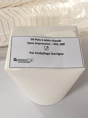 Lot de 50 boîtes pliantes en papier dur, fond rond, blanc neutre, boîte à pâtes, boîte à déjeuner, 450 ml