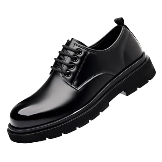 Sapato social masculino vintage de couro com cadarço plataforma Oxfords preto bico redondo sola de borracha macia antiderrapante à prova d'água negócios formal Derby sapatos sociais, Preto Jet, 39
