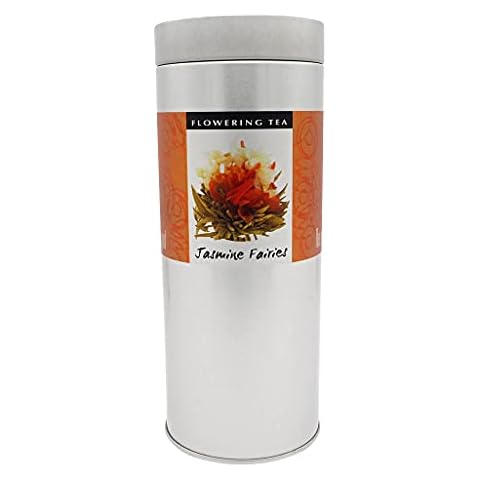 The Exotic Teapot - Jasmine Fairies Flowering Tea Tin, 10 Blooming Tea Flowers, Jasmine Flower Tea, Vacuum Sealed Tea Balls Cover