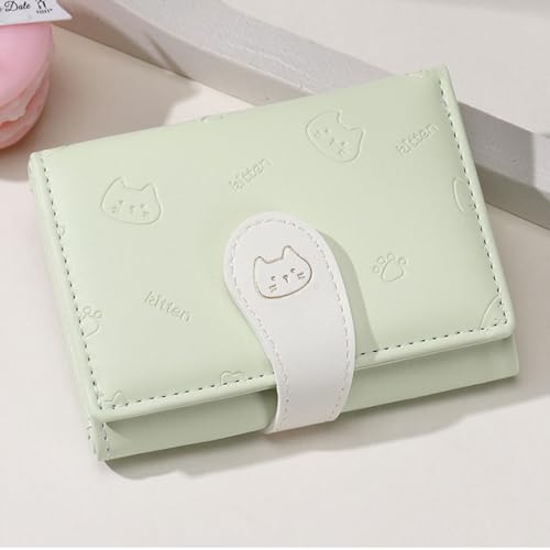 Folding Ladies Fashion Card Case Wallet，Cute Wallets for Women，Lady Credit Card Holder with Solid Color Wallet with Embroidery4