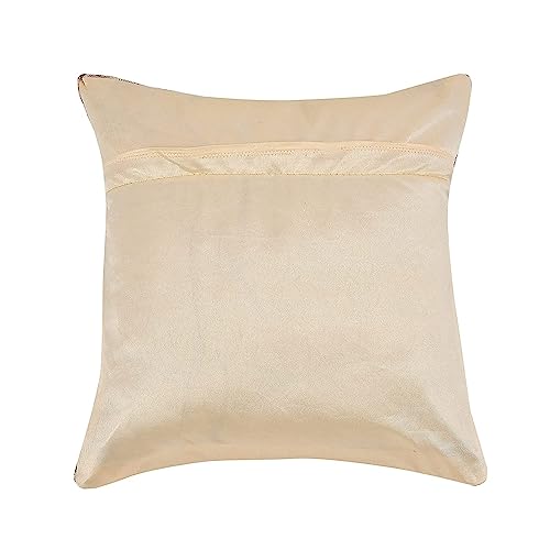 Image of Set of 5 Pcs 16 x 16 Inches Soft Jacquard Velvet Fabric Cushion Covers for Sofa Set /Diwan Beds, Diamond,Color- Beige, Set of 5 Pcs