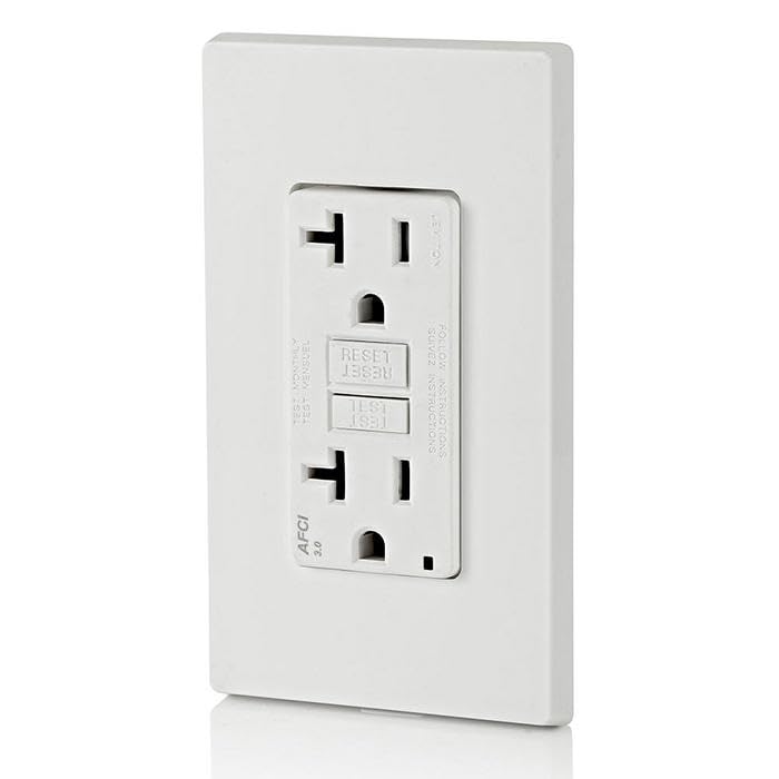 Image of Leviton AFCI Outlet, 20 Amp, Self Test, Tamper-Resistant with LED Indicator Light, Protection from Electrical Fires, AFTR2-W, White