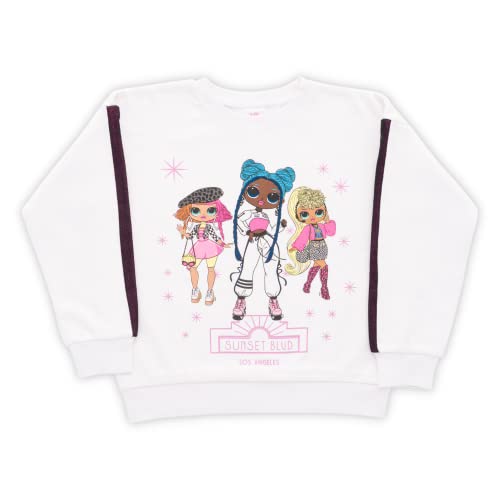 L.O.L. Surprise! Sweat-Shirt pour Fille avec LOL OMG, LOL Surprise Dolls | Vêtements pour Enfants à Manches Longues, Pulls | Vêtements pour Filles 7-8 Ans| Blanc Cover