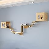 Construido para durar y resiste el juego: nuestro hermoso estante está hecho de 100% madera. No arriesgues la seguridad de tu gato con un modelo más barato. Utiliza nuestro estante, puedes sentirte seguro de que tu gato está seguro jugando. Debido a la madera natural, cada uno tiene una ligera diferencia.
