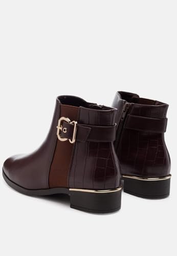 Frothy Buckled Ankle Boots with Croc Detail3