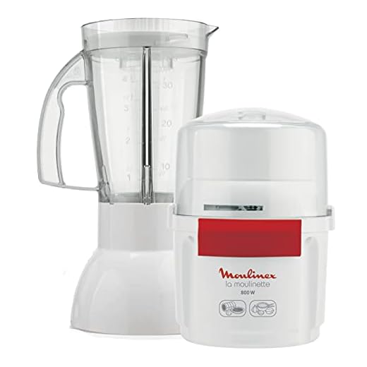 Moulinex La Moulinette AR6801 - Picadora y Batidora La Moulinette 800 w + blender, doble cuchilla de acero inoxidable, capacidad de 200/750 ml., sistema 1-2-3, batidos de frutas, blanco y rojo