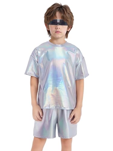 Habit de scene jazz dance haut de gamme ensemble hip hop metallise pour enfants
