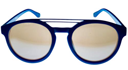 Fila Mens Matte Blue Silver Double Top Bar Soft Round Sunglass SF9334 C03X2