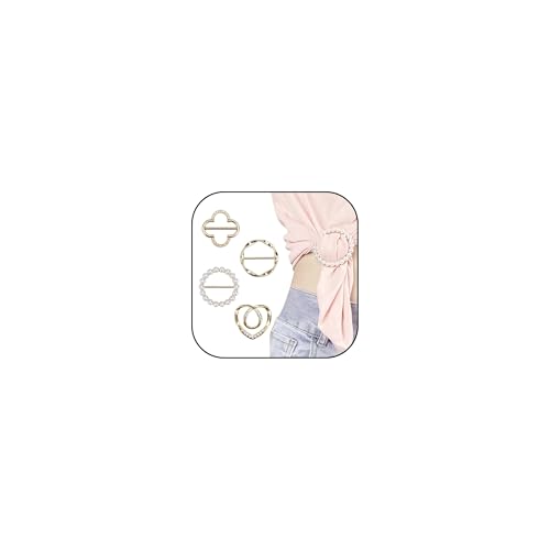 Image of 4PCS Scarf Ring Clip Scarf Rings for Women Button Covers for Women Blouses Shirt Tightener Clip Cinch Pin Clothes Jewelry
