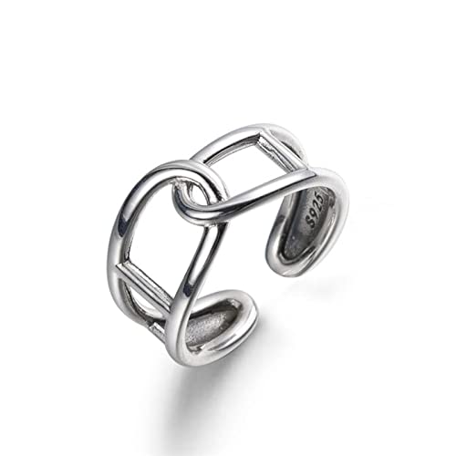 Bague ajustable femme argent S925 rétro anneau ouvert mariage