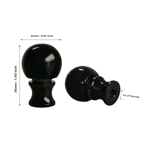 Image of GY & CK Ball Lamp Finials Lampshade finial Tops for Lamp Shade Harp Lamp Finial Knob Lamp Parts and Lighting Accessories Shade Finials Black 2 Pack, MGT-6S
