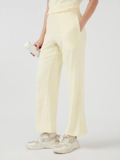 Image of TECHNOSPORT Women Textured Straight Fit Trackpants for Casual Wear, Travel Wear, Gym Wear