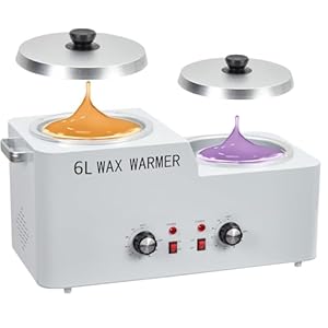 6L Large Wax Warmer for Hair Removal, 15 Mins Quick Wax Melting Professional Wax Pot Warmer, Wax Warmer Kit for All Hair Types Including Facial, Legs, Bikini,White Wax Warmer Double