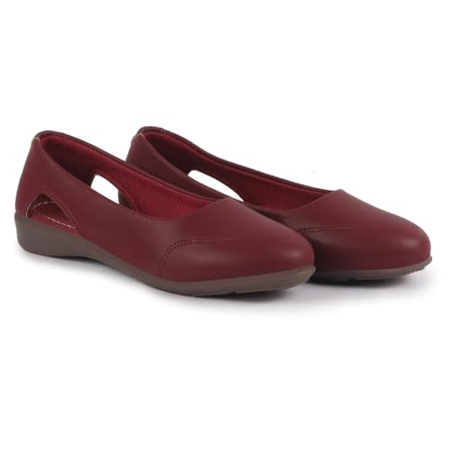Image of FAUSTO Women Stylish Backless Casual Ballets | Low Heel Cut-Out Slip-On Ballerinas | Comfortable Walking Flats Sandals | Memory Cusion Insole