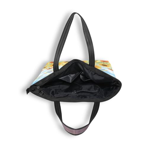Image of Women Turtle Tote Bag Polyester Handbag Zippered Tote Bag Turtle Tote Purses,Summer Beach Tote Bag