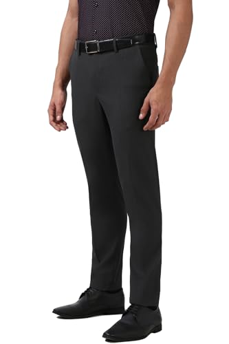 Image of Peter England Men Mid Rise Slim Fit Flat Front Trouser