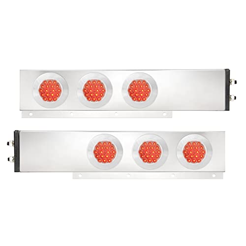 Image of GG Grand General 91021 Spring Loaded Stainless Steel Mud Flap Hanger with Red /Clear LED Light, 2.5 Inches Bolt Spacing, Pair