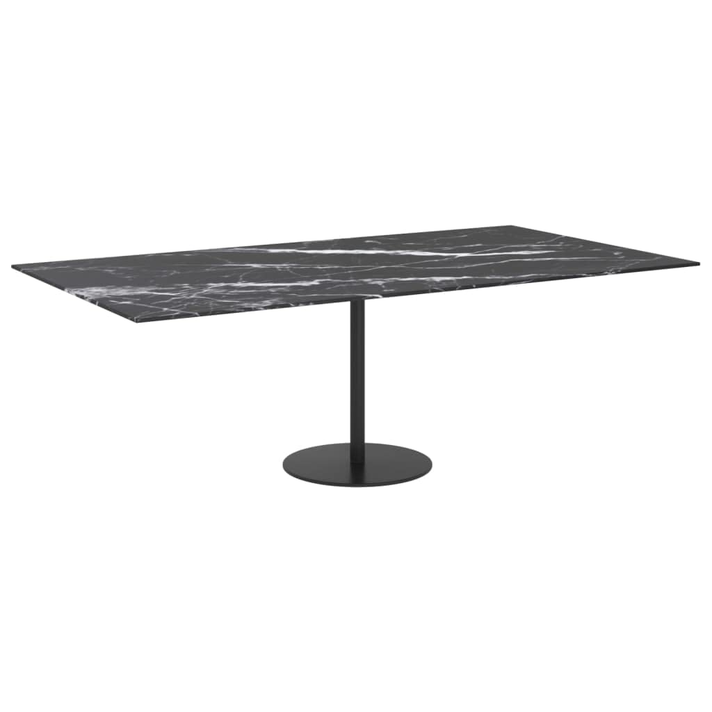 vidaXL Tischplatte Ersatztischplatte Marmorplatte Glasplatte für Esstisch Couchtisch Gartentisch Schwarz 120x65cm 8mm Hartglas in Marmoroptik