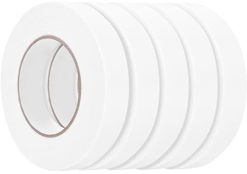 Image of Double Sided Foam Tape 1In x 16.5FT 5 Pack, Mounting Tape Heavy Duty, Strong Adhesive Weatherproof Seal Strips for DIY Craft Picture Poster, Car & Gap Filling Mountings, Home Office Decor (White)