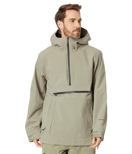 Volcom Jaqueta masculina padrão Brighton Anarok com capuz para snowboard, leve militar S4