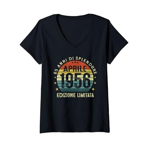 Mujer 65 Años Cumpleaños Hombres Mujeres Vintage Regalo Abril 1956 Camiseta Cuello V