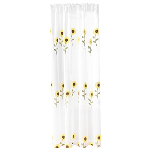 Hemobllo Girasol Estampada Dormitorio de Bolsillo de Vara Semi Translúcida Decoración Ventana