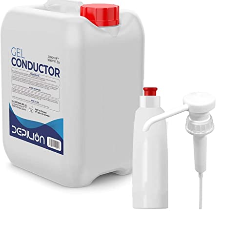 DEPILION Gel de ultrasonidos 5 litros con dosificador y Bote / 5l Garrafas Gel Conductor Laser, Cavitacion, IPL