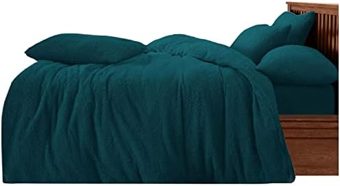 GC GAVENO CAVAILIA Fluffy Duvet Cover Set With Matching Pillowcases, Teddy Fleece Bedding Sets King Size, Cuddly Bed Covers, Navy
