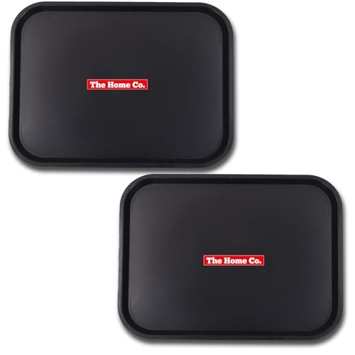 Image of The Home Co. Dish Drainer Basket Plastic Rectangular Tray to Collect Water | Fast Food Tray, Platter Serving Tray for Breakfast, 35X45 cm (Black) (2)