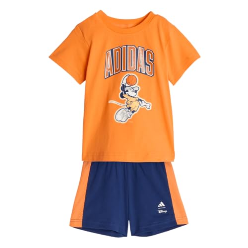 Image of adidas Unisex Baby DISNEY MICKEY MOUSE T-SHIRT SET, Pure Orange/off white, 3-6 Months