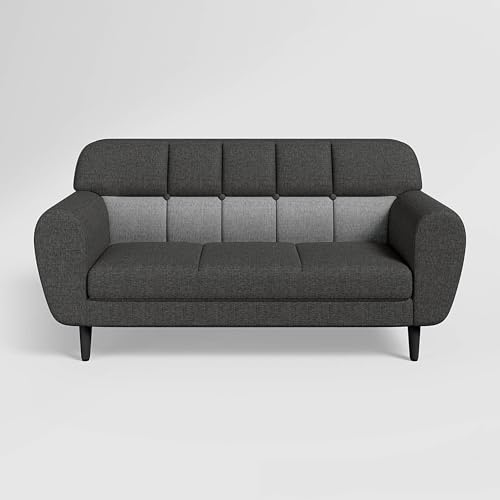 Image of GODREJ INTERIO Sofa Bobbin 3 Seater Fabric Sofa for Living Room, 3-Years Warranty, Pinewood, Charcoal