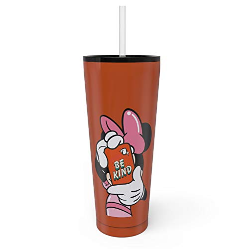 Image of Zak Designs Disney Minnie Mouse Vacuum Insulated Stainless Steel Travel Tumbler with Splash-Proof Lid, Includes Reusable Plastic Straw and Fits in Car Cup Holders (18 /8 SS, 25 oz, Sure Thing)