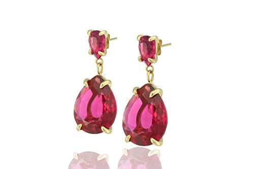 Boucles d'oreilles tourmaline rose en or vermeil d'exception