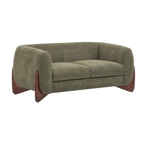 Image of Boucle Upholstered 5-Seater Sofa and Loveseat Olive Green