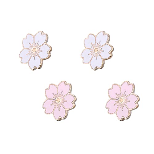 Image of 4pcs Cherry Blossom Brooch Pins Cute Flower Cherry Blossom Enamel Lapel Pin for Teen Girls Women Jewelry Gifts Friendship