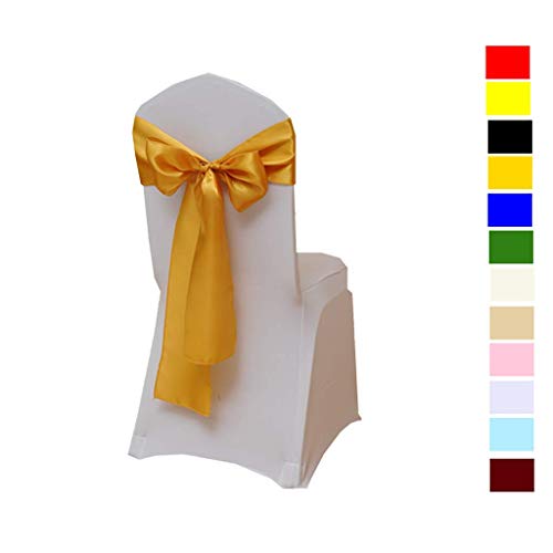Fvstar 25pcs Chair Ribbons Bows Satin Wedding Chair Bows Elegant Party Chair Ribbons