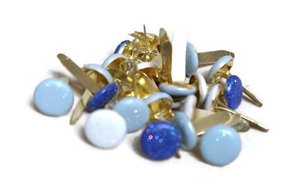 Winter Glitter Round Brads Bulk Blue and White 24pc Paper Fasteners