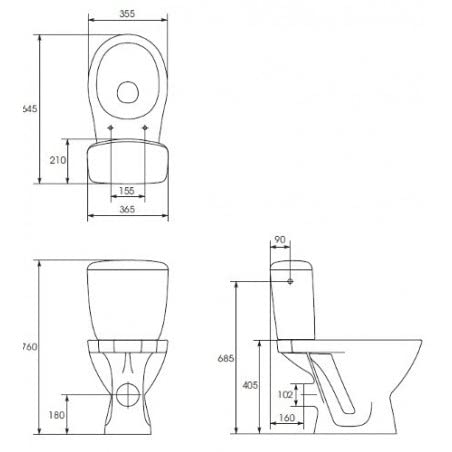 VBChome Stand- WC Toilette Keramik Komplett Set mit Spülkasten WC- Sitz aus Duroplast für waagerechten Abgang Wasseranschluss – Bild 3